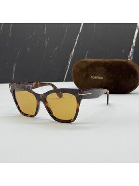 NEW TOM FORD ELVIRA TF1217 52E HAVANA/YELLOW WOMEN CAT EYE SUNGLASSES FT1217 52E